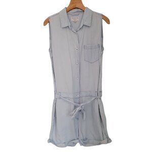 The Blue Shirt Shop Bridge Hampton Romper Light Blue Shorts Tencel Cotton Medium